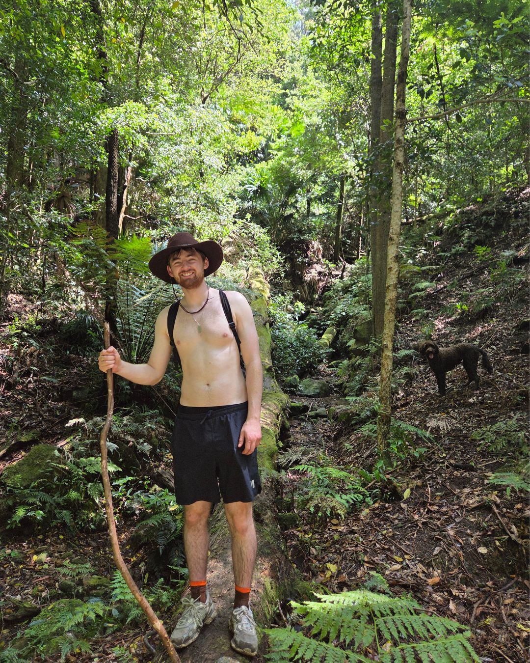Recent photo of me, hiking with a cowboy hat, October 2026